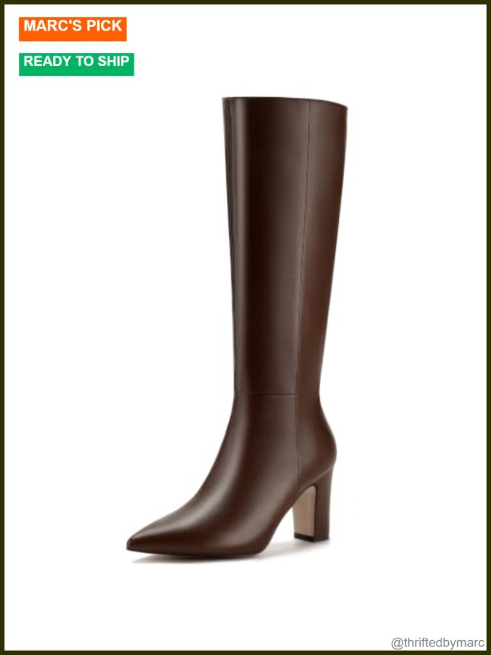 IDIFU Women's Knee High Boots Pointed Toe Block Heel PU Tall Fall Boots